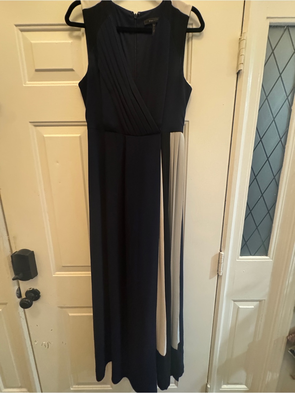 BCBG Sleeveless Colorblock Wide-leg jumper- Navy & Cream